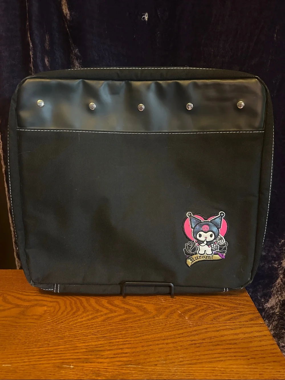 Sanrio Kuromi Black Laptop Bag with Kuromi Patch